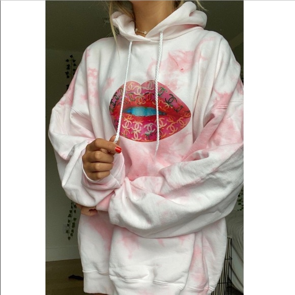 Pink Chanel Lips Tie Dye Hoodie | Poshmark